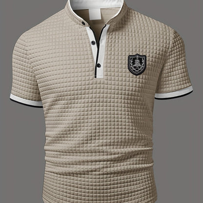 Men's Lightweight Moisture-Wicking Short Sleeve Shirt - Breathable Stretch Fabric, Henley Neck Casual Button-Up for Gym, Summer Outings & Parties (White) - ayq