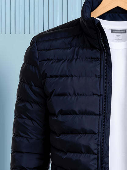 Men's Winter Softshell Jacket with Stand Collar and Zipper