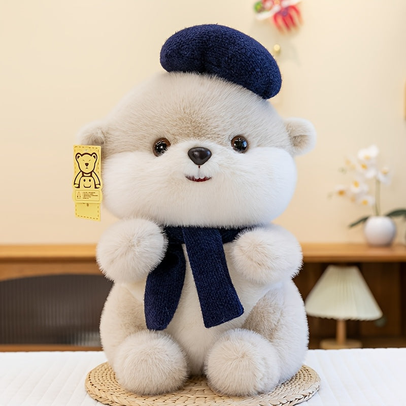 Սիրուն բերետ՝ կուղբաձև փափուկ խաղալիք | Փափուկ խաղալիք տիկնիկ շարֆով, սիրուն կուղբաձև փափուկ խաղալիք ծննդյան նվեր աղջիկների և երեխաների համար, պոլիեսթերային մանրաթել և մուգ շագանակագույն