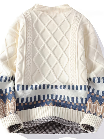 Նոր տղամարդու սվիտեր աշնան և ձմռան համար, խիտ և բազմակողմանի տրիկոտաժ դեռահասների համար, որը ներկայացնում է նորաձև զույգերի ոճը