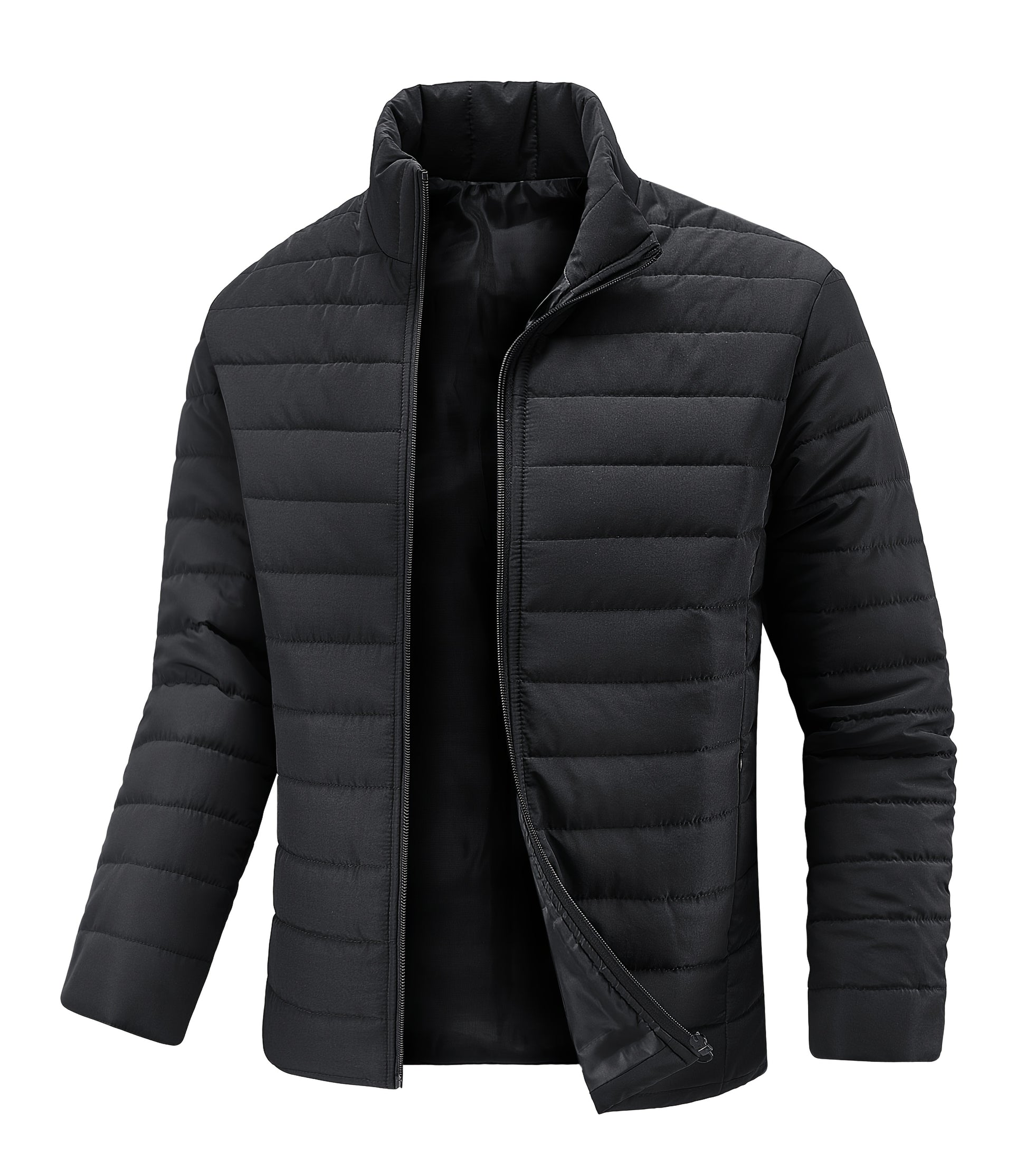Men's Winter Stylish Padded Coat, Slim Fit Stand Collar Warm Jacket, Men's Plus Size -padded Padded Jacket - ayq