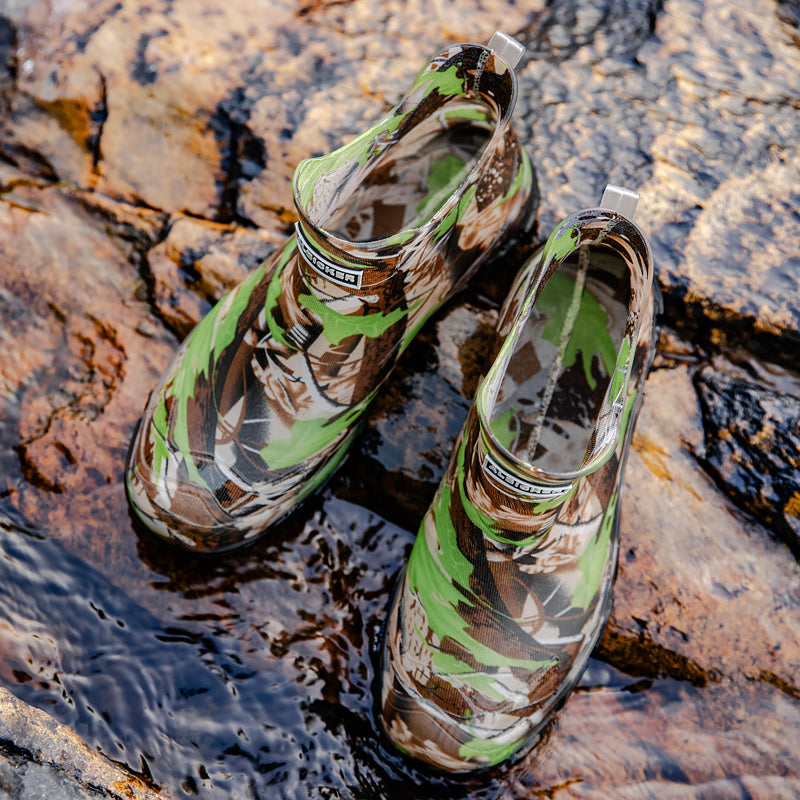 Men's Camouflage Short Rain Boots Slip-On PU Waterproof