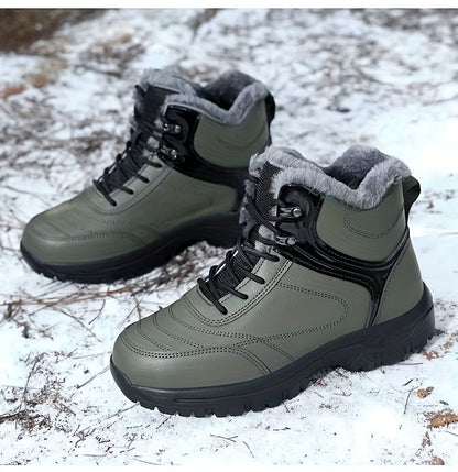 Men'S High-Top Snow Boots for Winter, Featuring Thickened Fleece for Warmth, Designed for Outdoor Activities with Slip-Resistant And Wear-Resistant Properties.