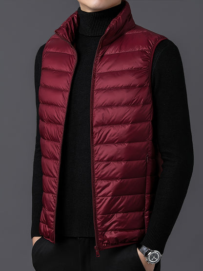 Men's Fashion Solid Color Single Vest, Youth Outdoor Sports Casual Jacket, Men's Spring Autumn Thin Stand Collar Cardigan Vest