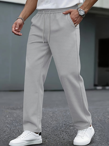 Men's Casual Knit Trousers with Elastic Waist and Pockets