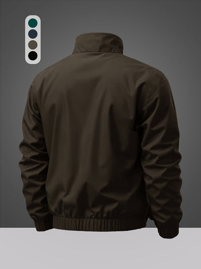 Men's Casual Polyester Sports Jacket with Alphabet Print