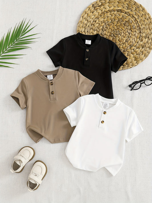 Boys' Spring/Summer Dinosaur Short-Sleeve T-Shirt Set, 3pcs