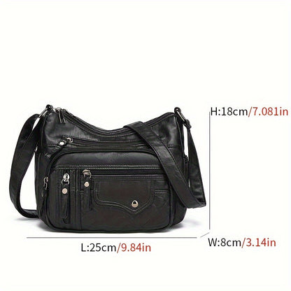 Large Capacity Nylon Shoulder Bag with Adjustable Strap, Anti-Theft Zip Closure - Available in Light Brown, Light Gray, Red, Black
