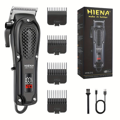 Men'S Professional Electric Digital Hair Clipper | Cordless USB Interface, ABS Plastic Body, Rechargeable Battery, Includes Limit Comb, Ideal for Father'S Day and Holiday Gifts