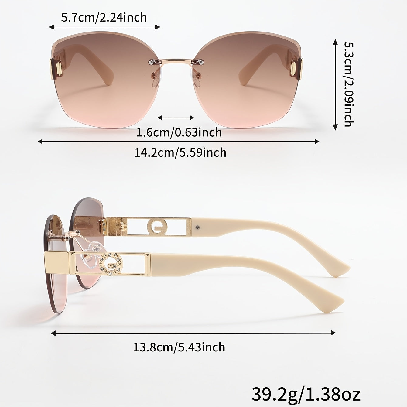 Women's Butterfly Rimless Sunglasses UV400 Protection