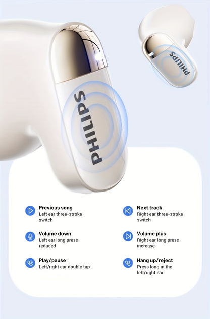 PHILIPS True Wireless ականջակալներ՝ հարմարավետ iPhone/Android-ի համար, ներկառուցված միկրոֆոնով անլար ականջակալներ, անլար ականջակալներ TAT2169