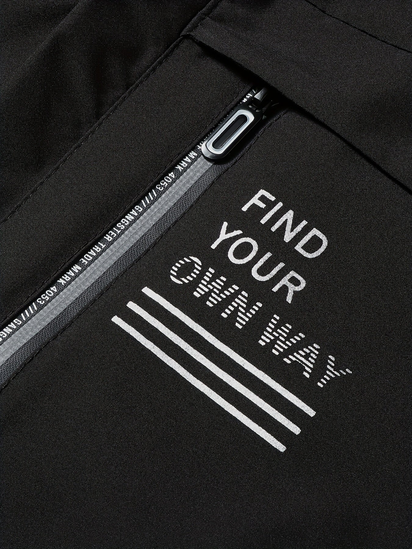 Men'S Stylish Black Hooded Windbreaker Jacket with Zipper Pockets - Casual, Loose Fit, Long Sleeve, Polyester Lining, Perfect for Spring and Fall, Casual Wear Jacket|Hooded Jacket|Zippered Jacke