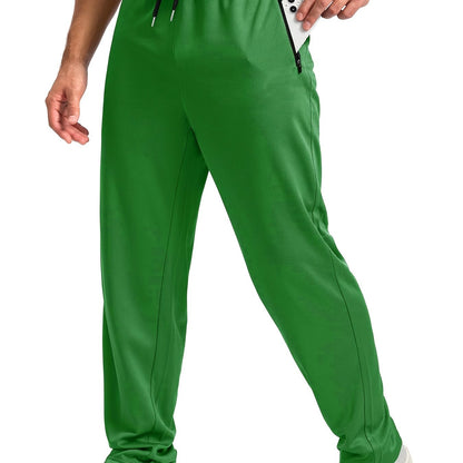 Men's Sports Pants With Drawstring And Zippered Pockets, Lightweight And Breathable Bottoms For Running/Casual Wear