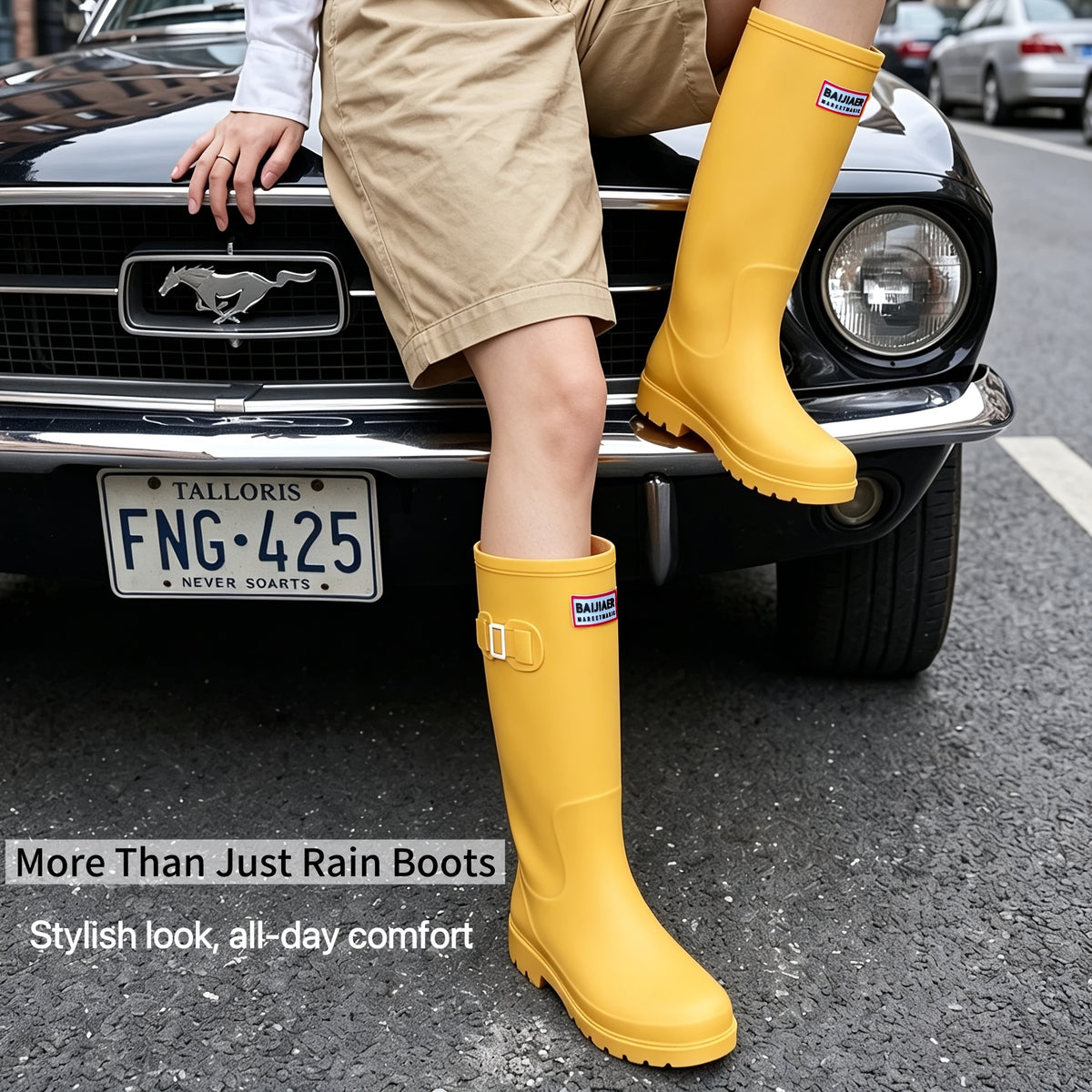 Unisex High-Top Rubber Rain Boots Lightweight Slip-Resistant
