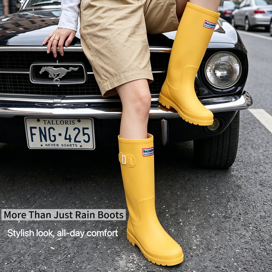 Unisex High-Top Rubber Rain Boots Lightweight Slip-Resistant