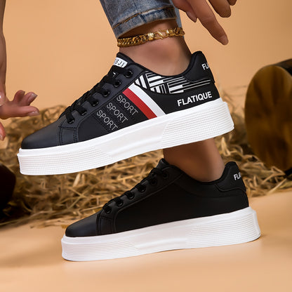 Men's Lightweight Black & White Sports Sneakers with Breathable Mesh