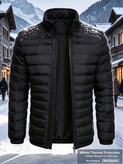 Men's Casual Stand Collar Zipper Jacket for Fall and Winter
