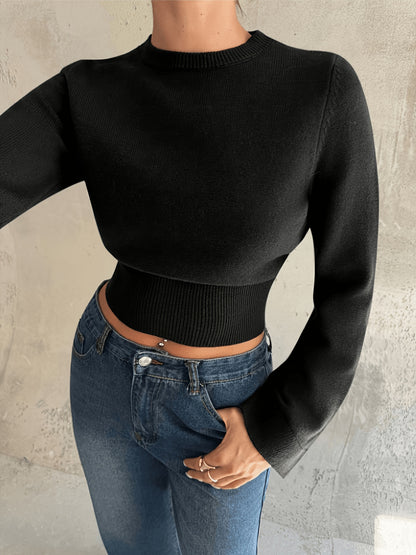 Women's Autumn Elegant Crew Neck Slim Fit Sweater