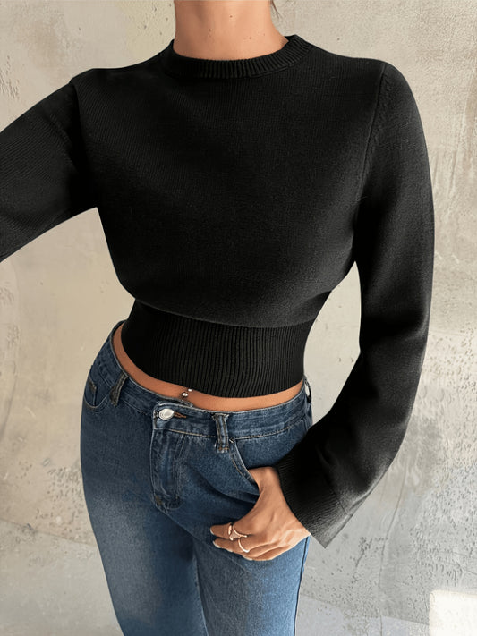 Women's Autumn Elegant Crew Neck Slim Fit Sweater