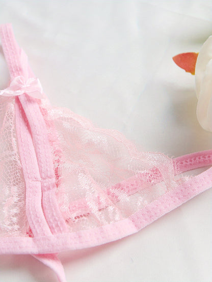 Sexy V-Neck Lace Floral Sexy Lingerie Bra Crotchless Panties, Women'S Sexy Lingerie, Free-To-Take Three-Point Lingerie Set, Suitable for Halloween, Christmas, Thanksgiving, Valentine'S Day, Give Gifts to Girlfriends And Surpr