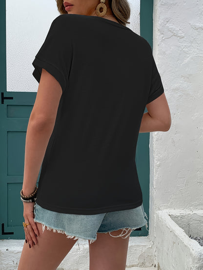 Women's Soft Pink V-Neck T-Shirt - Minimalist Everyday & Formal Tops - Machine Washable Everyday Casual Blouse - Women's Clothing Essentials