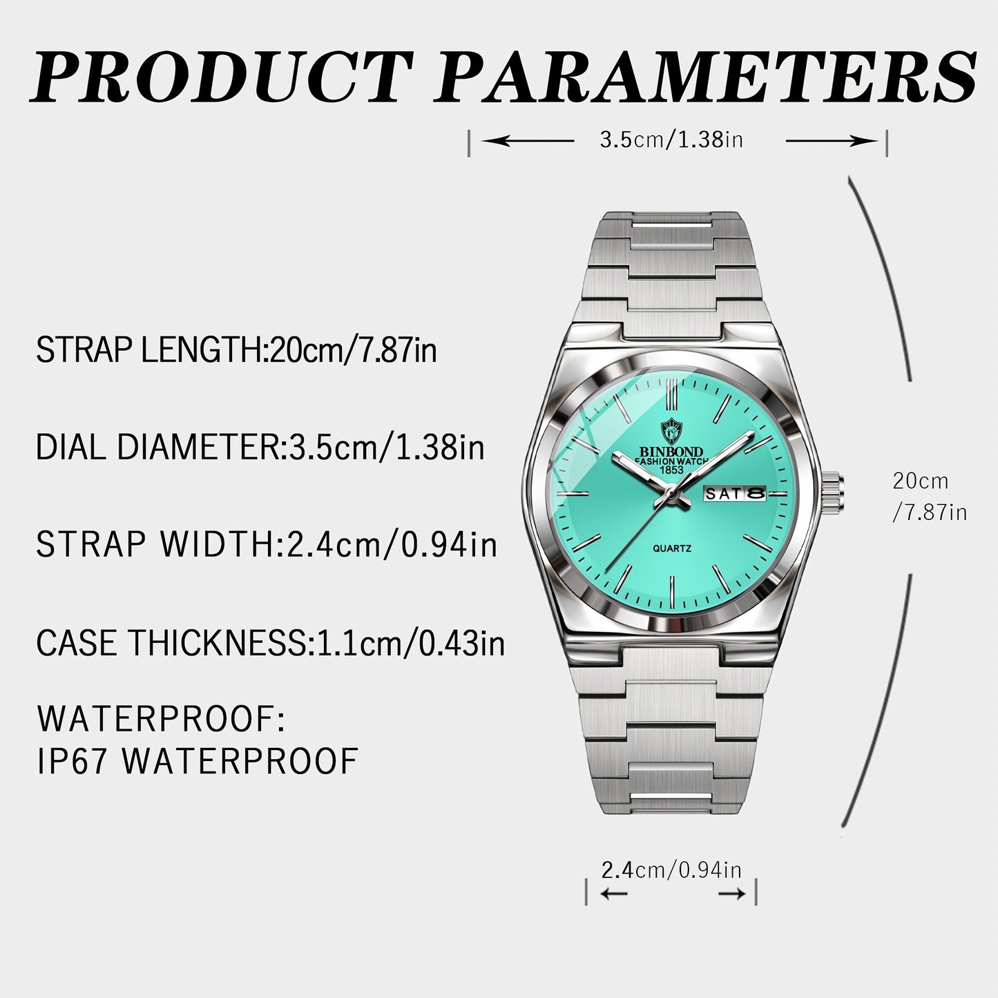 BINBOND Women'S Quartz Watch - Elegant Business & Leisure Timepiece, Stainless Steel Band, Round Zinc Alloy Case, IP67 Rating, Stopwatch Feature, Electronic Drive, Pointer Display, Durable Design for Weeks & Days, Business Ti