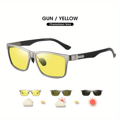 Photochromic Square Sunglasses for Men and Women - Day & Night Driving