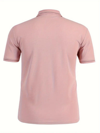 BOOS letter print, 1 premium Men's shirt, polyester fabric, regular fit, turn- collar top, summer short sleeve T-shirt, birthday gift, inner or outer wear, outdoor casual, sportswear, business casual, stylish and breathable, - ayq