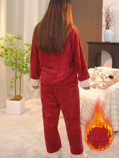 Ձմեռային կանացի հաստ, տաք երկար թևքերով տաբատների հավաքածու, կայծակաճարմանդով կարդիգան՝ գրպաններով և հարմարավետ, առօրյա տաբատ