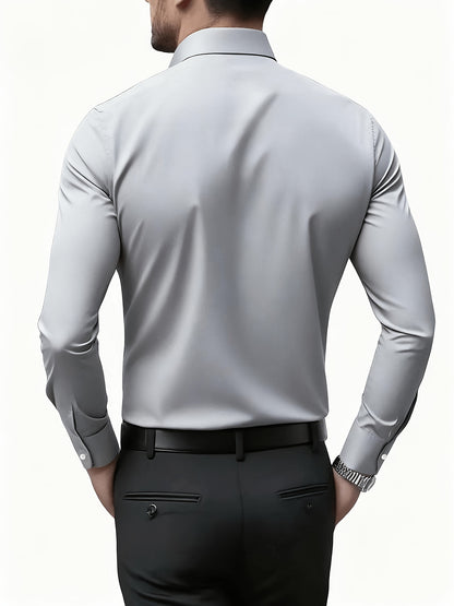 Men's Slim Fit 2-Piece Suit Set Long Sleeve Shirt & Tapered Pants