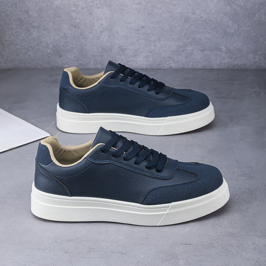 Men's Casual Low-Top Sneakers PU Upper Flat Sole Vintage Style
