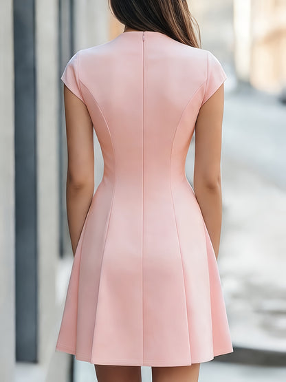 Women's Fitted Waist-Cinching Mini Dress with Belted A-Line Style