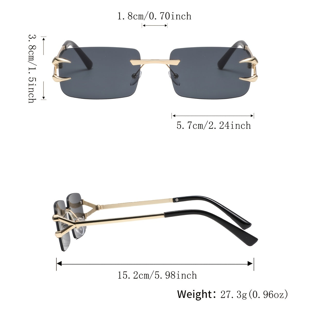 Men's Metal Square Rimless Glasses Vintage Zinc Alloy Frames