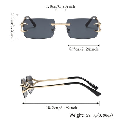 Men's Metal Square Rimless Glasses Vintage Zinc Alloy Frames