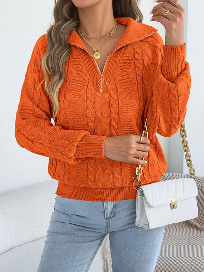 Աշնանային և ձմեռային հանգստի համար նախատեսված պուլովեր սվիտեր՝ միագույն, կայծակաճարմանդով և կոճղակապով, կանացի սվիտեր