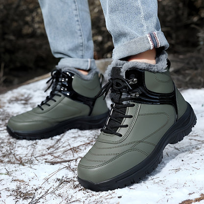 Men'S High-Top Snow Boots for Winter, Featuring Thickened Fleece for Warmth, Designed for Outdoor Activities with Slip-Resistant And Wear-Resistant Properties.