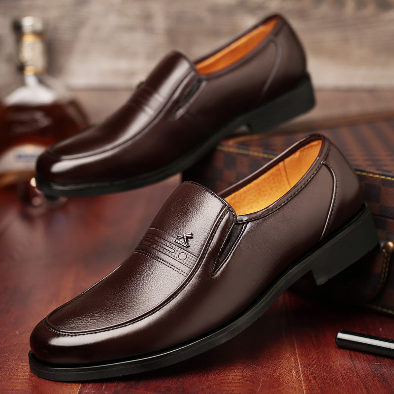 Men's Elegant PU Lace-Up Office Shoes All-Season Formal Footwear