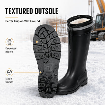 All-Season Tall Waterproof Rain Boots with Fleece Lining