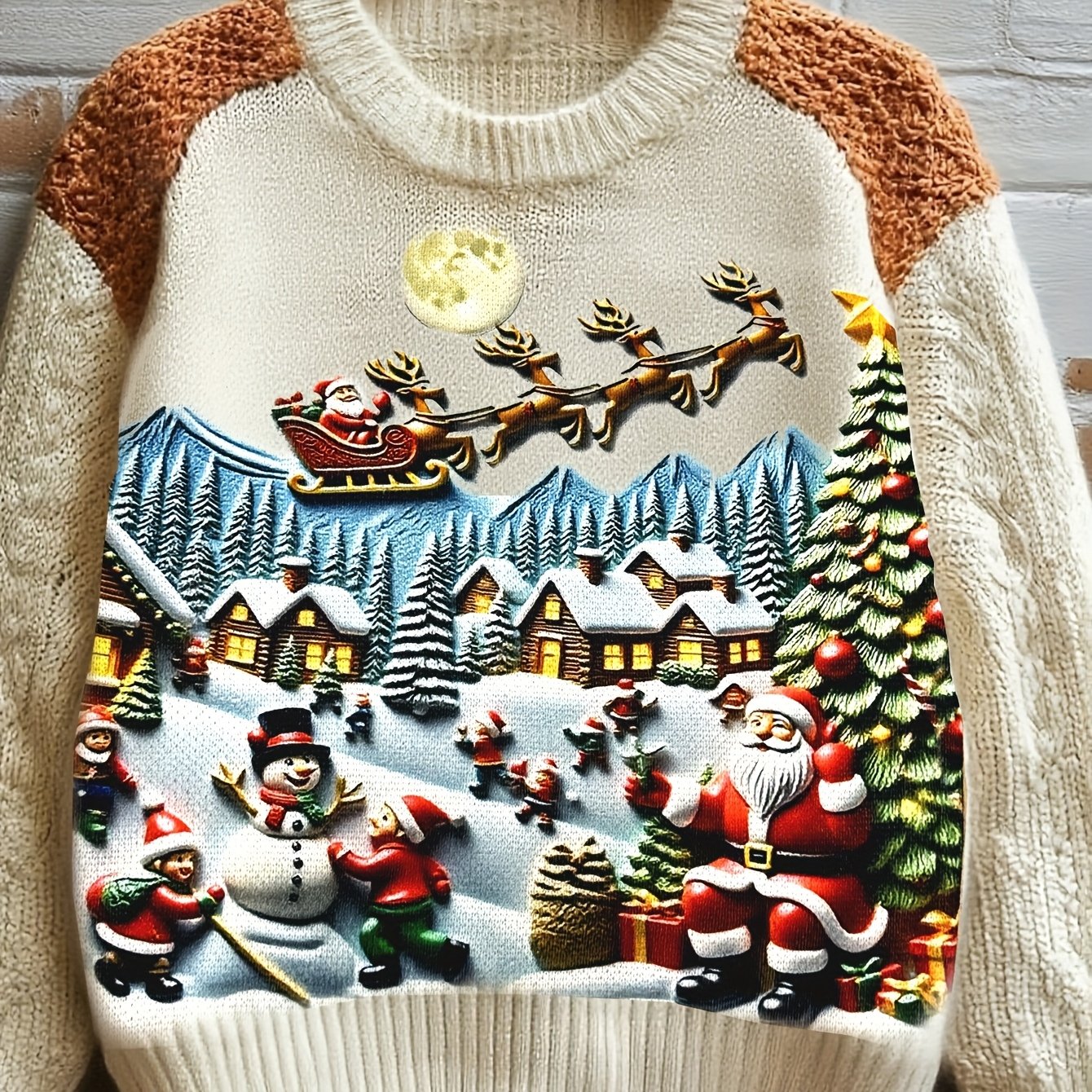 Christmas Sweater Women's Adult Winter Color Block Top with Reindeer Snowflake Print, Comfortable and Fun Holiday Pullover for Christmas Parties Holiday Gatherings Family Reunions Office Parties - Holiday Themed Outfit