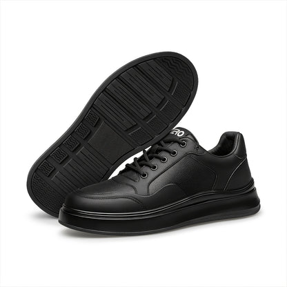 Men's Genuine Leather Casual Platform Sneakers - Breathable Spring Sho