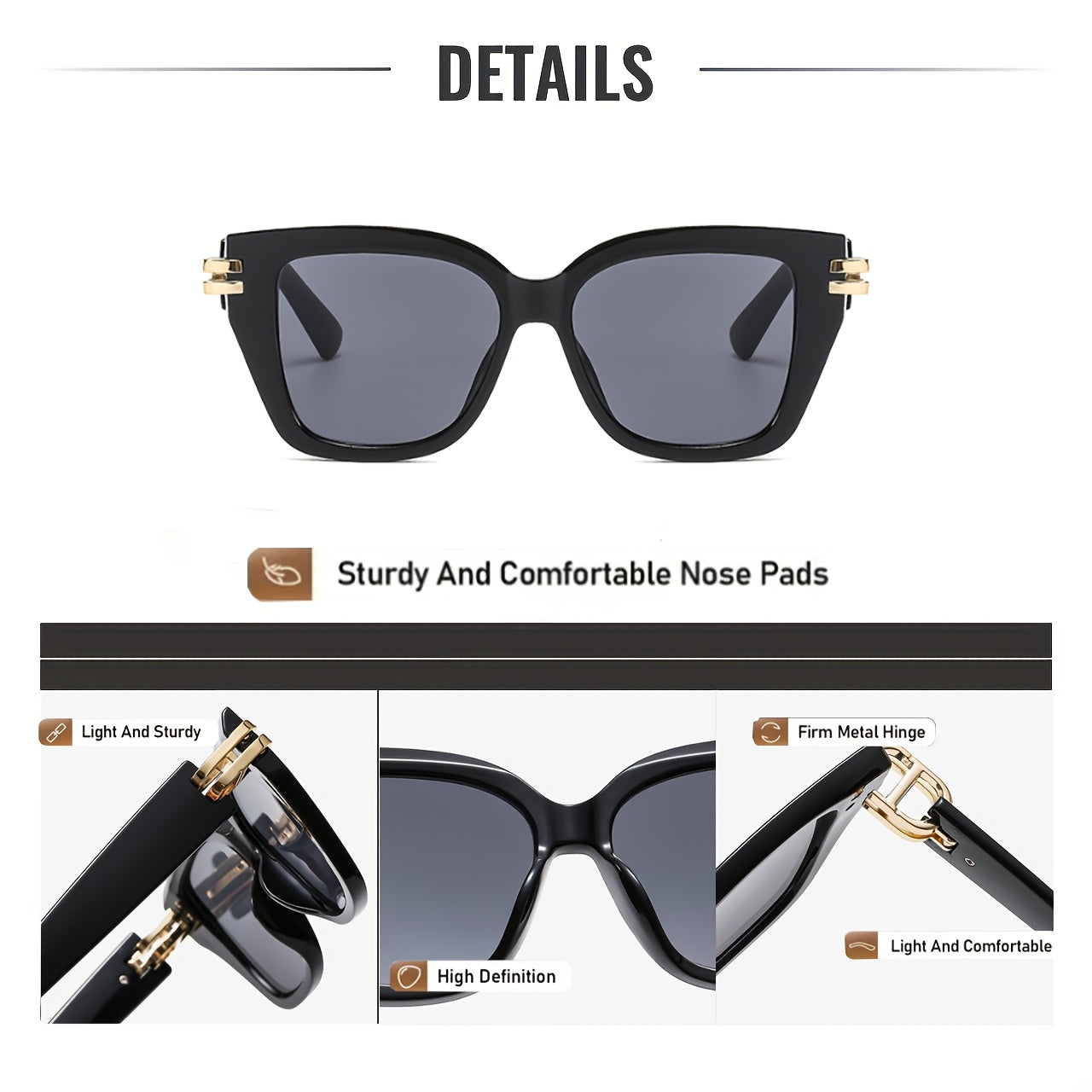 Unisex Retro Steampunk Glasses with White & Gold Accents