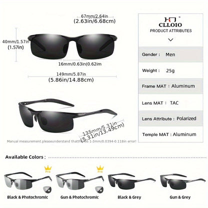 Men's Polarized Photochromic Aluminum Sunglasses UV400