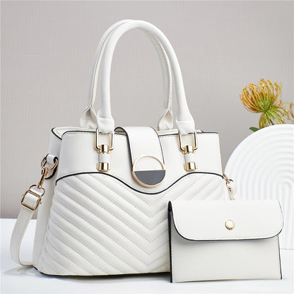 Elegant Women's Faux Leather Handbag with Convertible Crossbody