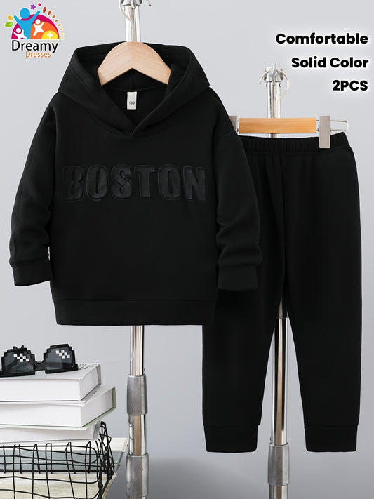 2 հատ աշնանային և ձմեռային եռաչափ դրոշմված տառերով միագույն հաստացված գլխարկով սվիտերի հավաքածու, բրդյա ծածկույթով՝ հարմարավետ զգացողությամբ և ուժեղ ջերմությամբ, նորաձև, բազմակողմանի ունիսեքս վերնաշապիկ՝ կլոր վզնոցով, կատարյալ