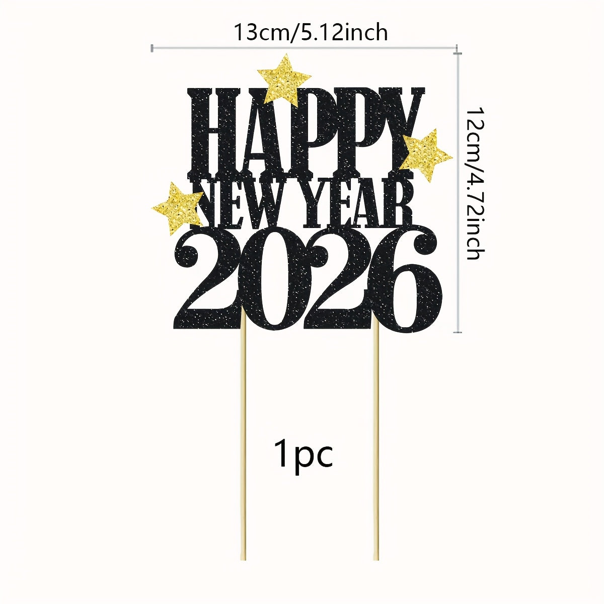 1pc Hello 2026 Numbered Cake Topper - Large White & Golden 2026 Centerpiece for New Year's Eve, & Shower Party Decorations - Number Decor with Black Outline - Easy-to-Use Single-Year Countdown Sign for Christmas,Newyear,Valen