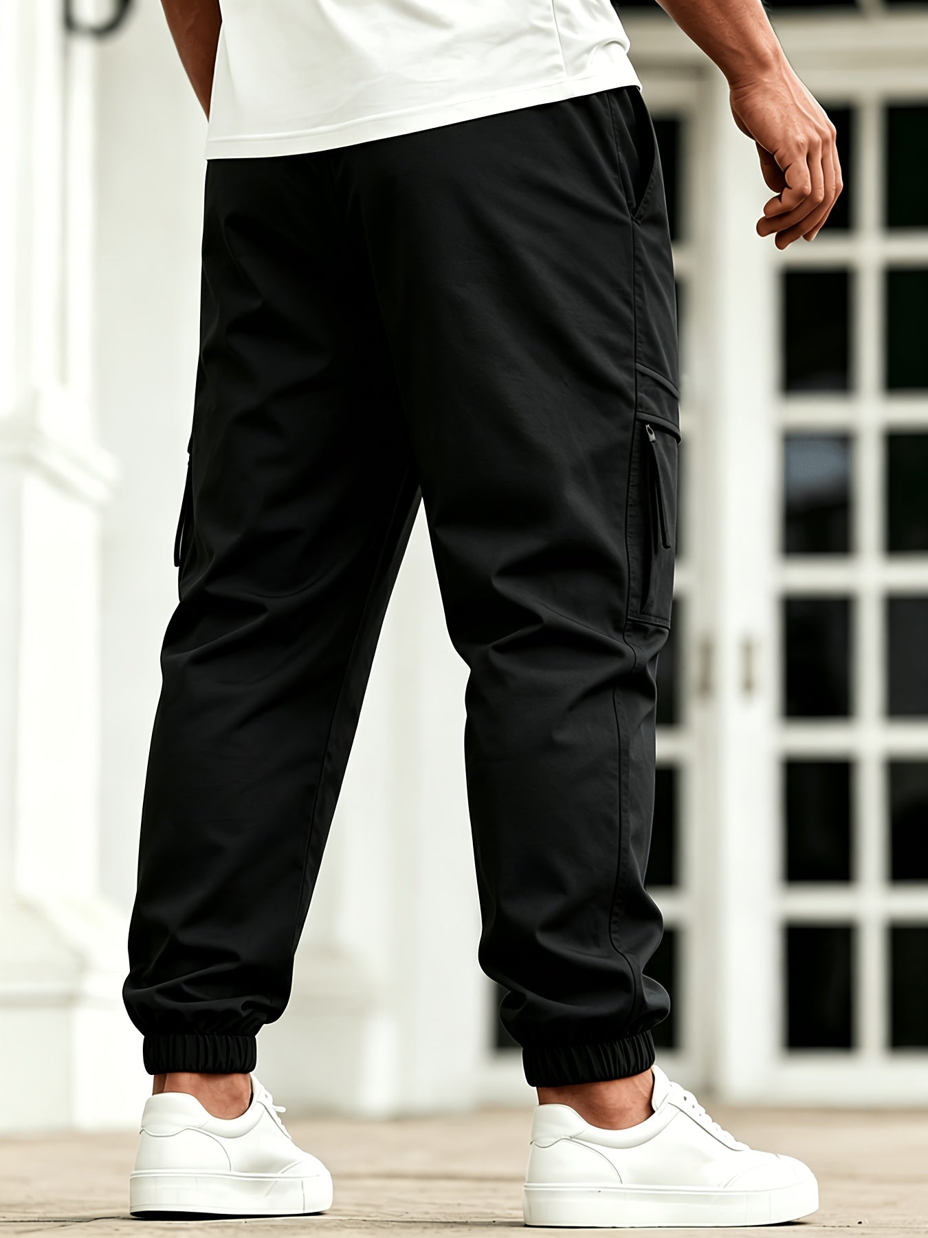 Men's Casual Loose-Fit Cargo Pants with Elastic Waist and Multi Pocket
