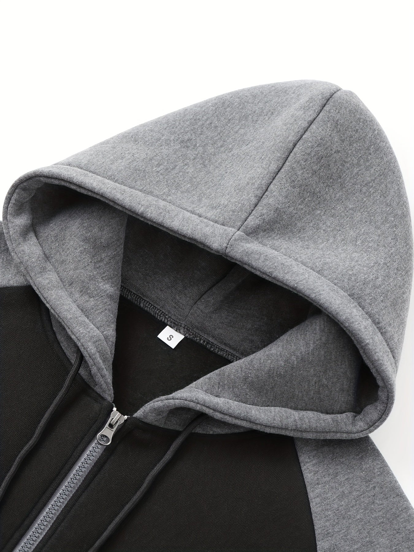 Men's Casual Sports Hoodie Two-Piece Set Four Seasons Color-Matching Zipper Drawstring Waist Jogging Suit - ayq