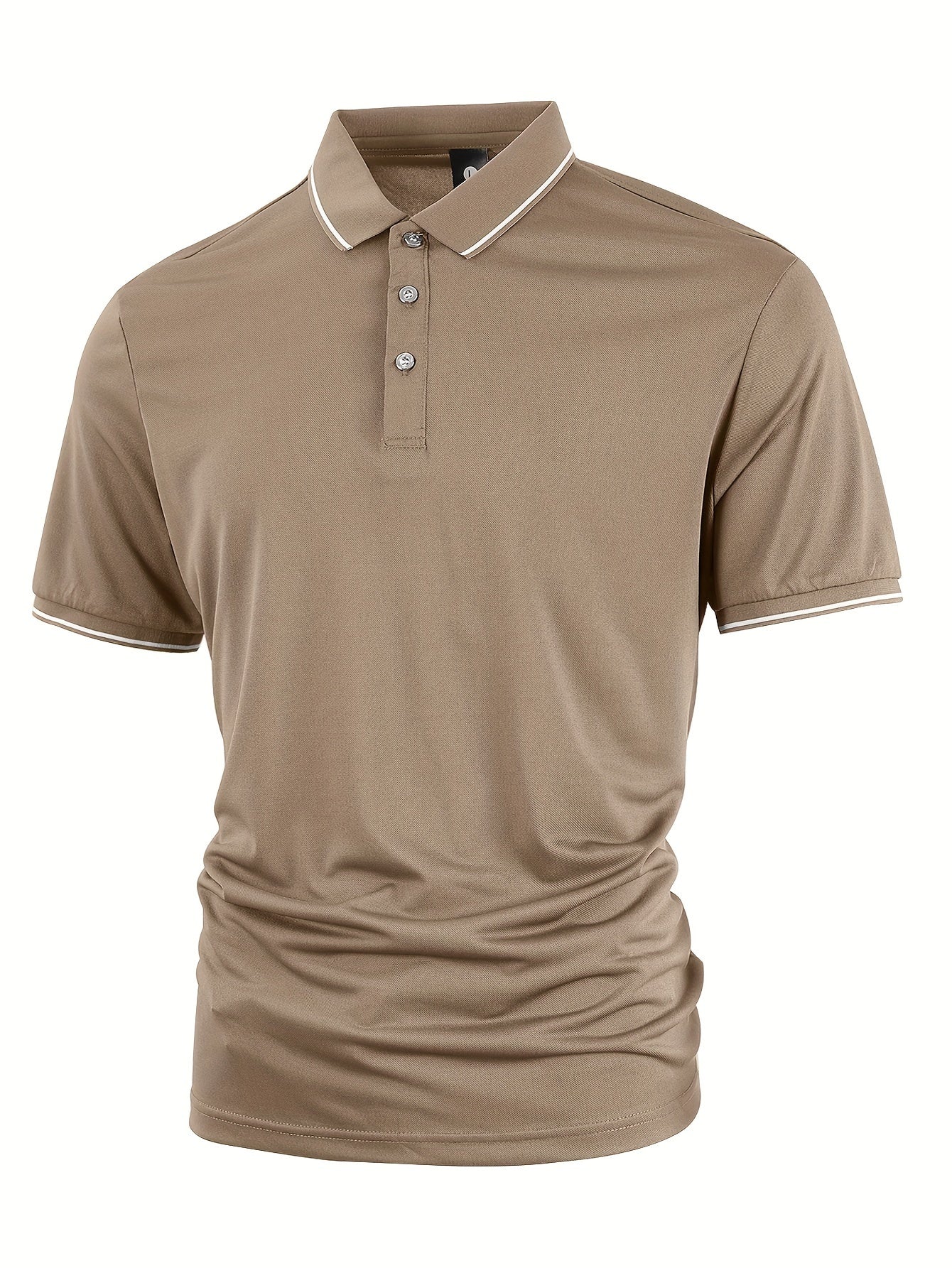 Men's Solid Golf Shirt, Casual Short Sleeve Lapel Shirt For Summer Outdoor