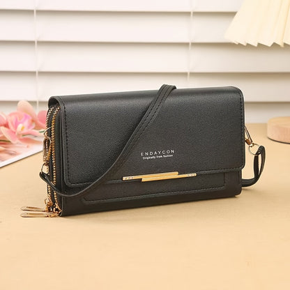 Women'S Shoulder Bag, New Multifunctional Wallet for Women, Zip Closure, Detachable Shoulder Strap, Can Be Used As a Shoulder Or Crossbody Bag, Medium-Length Clutch, Phone Bag, Coin Purse, with 3 Card Slots + Phone Compartmen