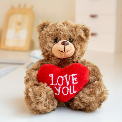 Charming 6-Inch Brown & Red Heart 'Love You' Plush Bear - Perfect for Valentine's, Mother's Day & Father's Day Gifts
